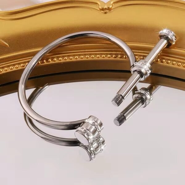 Minimalist Simple Stainless Steel 18K Gold Plated Horseshoe D-shape Zircon Women Fashion Jewelry Bracelets Bangle - Image 5