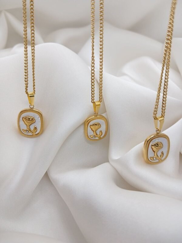 Rose Mother of Pearl Pendant Necklace Women Birthday Gift - Image 3