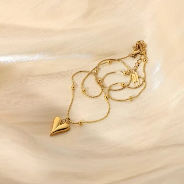 Fashion Jewelry Heart Necklace Stainless Steel Snake Bone Chain Pendant Necklace for Women - Image 3