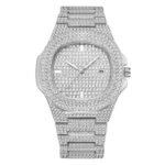 Gold Silver Color Alloy Iced Out Bling Rhinestone Hip Hop Quartz Watch Cuban Link Chain Bracelet Jewelry Set - Image 6