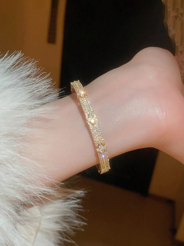 Luxury Waterproof Acier Inoxydable 18K Gold Plated Stainless Steel CZ Zircon Women Snap Fashion Jewelry Bracelets Bangles - Image 6