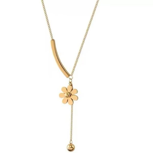 Vintage Luxury 18K Gold Plated Women Stainless Steel Floral Daisy Flower Pendant Collarbone Chain Fashion Jewelry Necklaces - Image 2