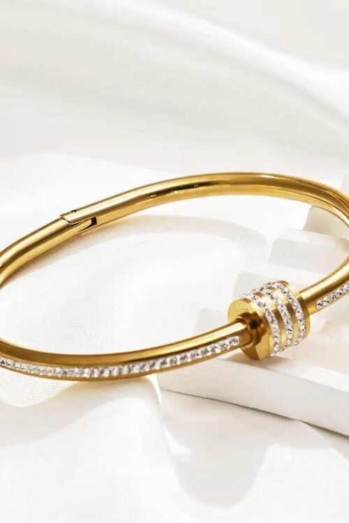 Trendy 18k Gold Plated Stainless Steel Rhinestone Small Waist Colorful Zircon Fashion Jewelry Bangles Bracelets