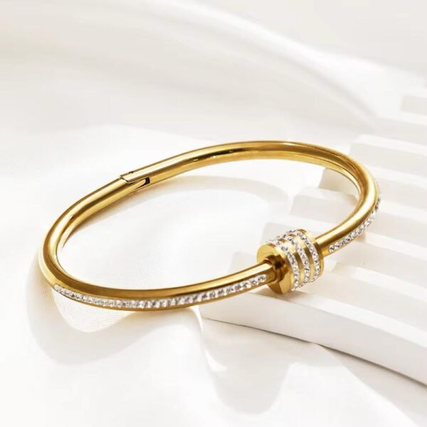 Trendy 18k Gold Plated Stainless Steel Rhinestone Small Waist Colorful Zircon Fashion Jewelry Bangles Bracelets