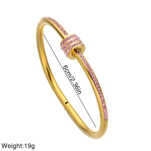 Trendy 18k Gold Plated Stainless Steel Rhinestone Small Waist Colorful Zircon Fashion Jewelry Bangles Bracelets - Image 4