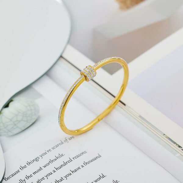 Trendy 18k Gold Plated Stainless Steel Rhinestone Small Waist Colorful Zircon Fashion Jewelry Bangles Bracelets - Image 2