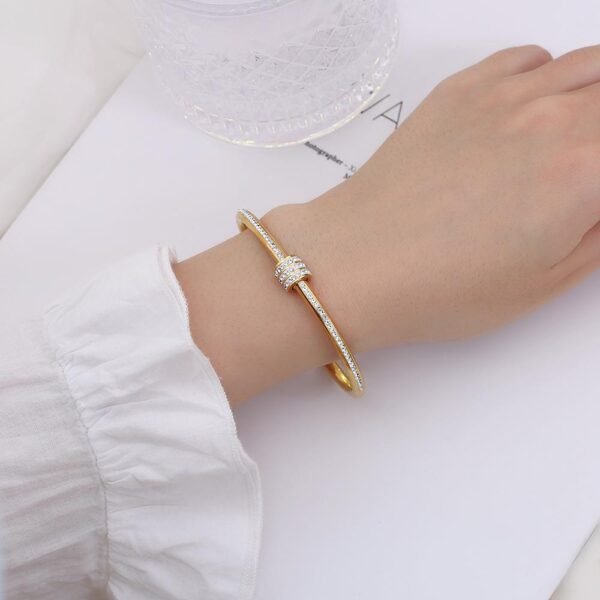 Trendy 18k Gold Plated Stainless Steel Rhinestone Small Waist Colorful Zircon Fashion Jewelry Bangles Bracelets - Image 6