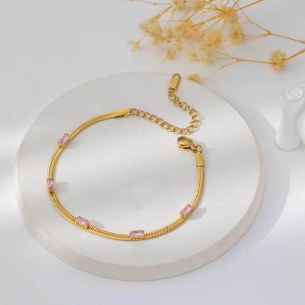 Women Stainless Steel Cuban Chain Punk 18k Gold Plated Gift Colorful Zircon Fashion Jewelry Bracelets - Image 5