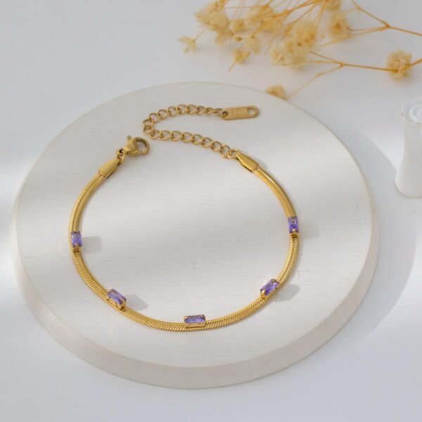 Women Stainless Steel Cuban Chain Punk 18k Gold Plated Gift Colorful Zircon Fashion Jewelry Bracelets - Image 4