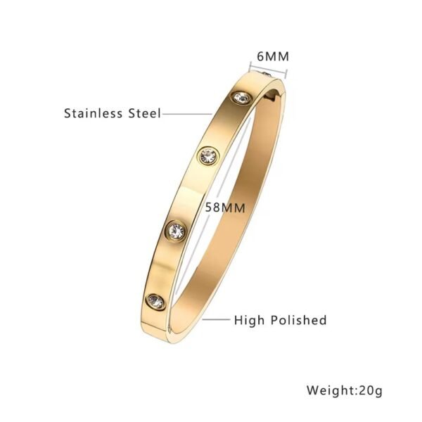 18k Gold Plated Women Love Cubic Zirconia Stainless Steel Fashion Jewelry Bangles Bracelet - Image 3