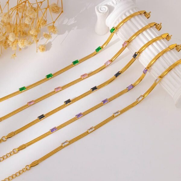 Women Stainless Steel Cuban Chain Punk 18k Gold Plated Gift Colorful Zircon Fashion Jewelry Bracelets