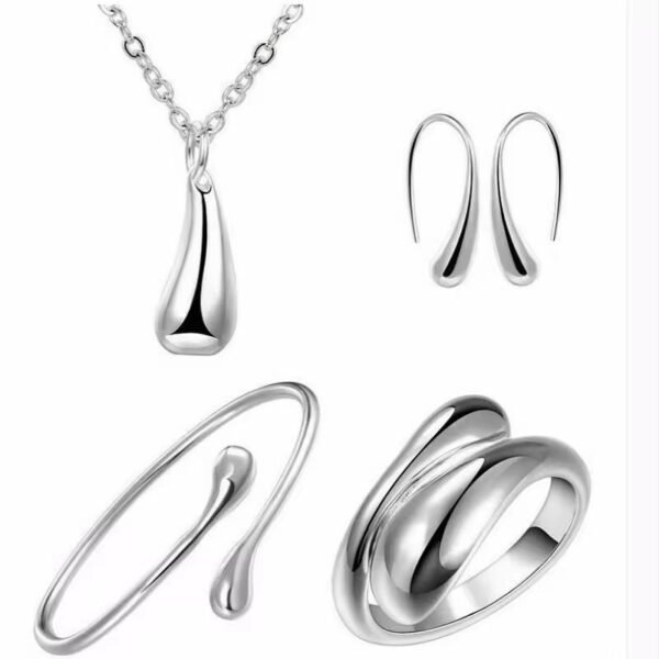 Dainty Tear Pendant Necklace Set Hook Oval Earing Women Water Drop Charm Bracelet Necklaces - Image 6