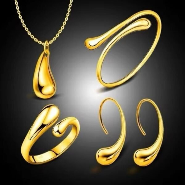 Dainty Tear Pendant Necklace Set Hook Oval Earing Women Water Drop Charm Bracelet Necklaces - Image 5