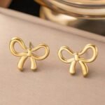 Stainless Steel Bow Necklace Bracelet Earring Set for Women Exquisite  Bow Knot Jewelry Set - Image 6