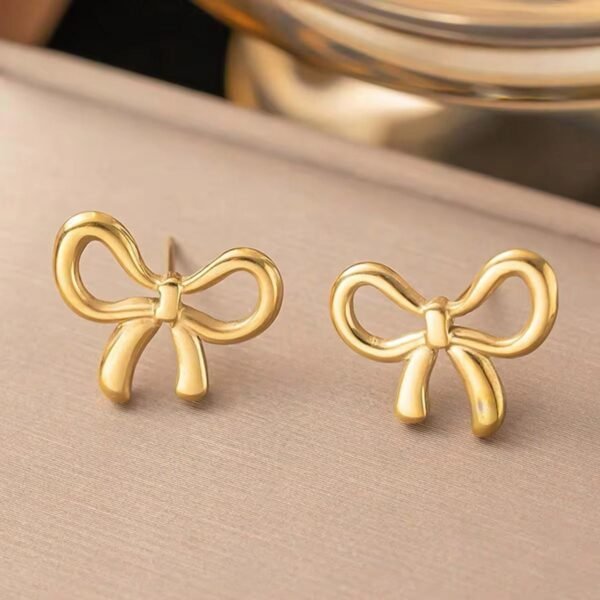Stainless Steel Bow Necklace Bracelet Earring Set for Women Exquisite  Bow Knot Jewelry Set - Image 6