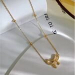 Stainless Steel Bow Necklace Bracelet Earring Set for Women Exquisite  Bow Knot Jewelry Set - Image 2
