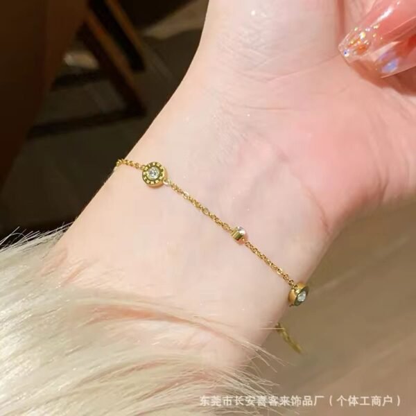 High End Diamond Titanium Steel Bracelet with Niche Design Light Luxury and Simple Titanium Steel Jewelry - Image 2
