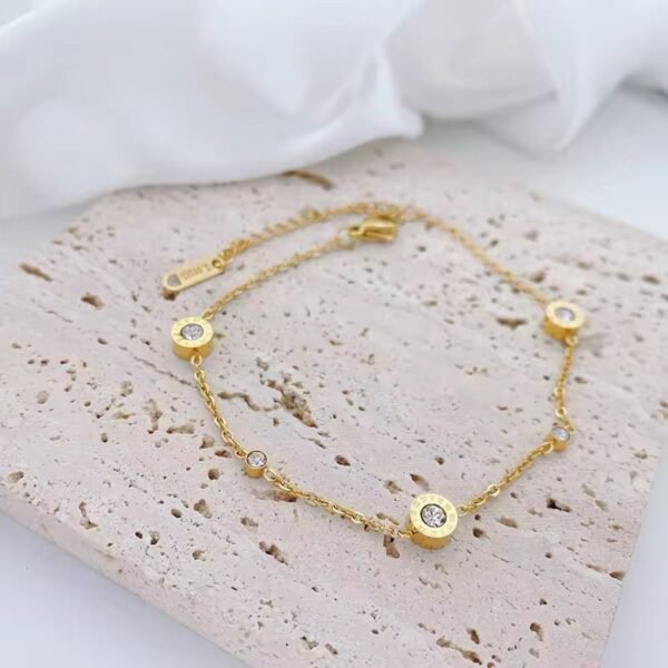 High End Diamond Titanium Steel Bracelet with Niche Design Light Luxury and Simple Titanium Steel Jewelry