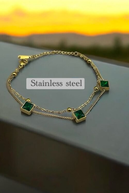 Luxury Bling Small Square Zircon Stainless Steel Bracelet