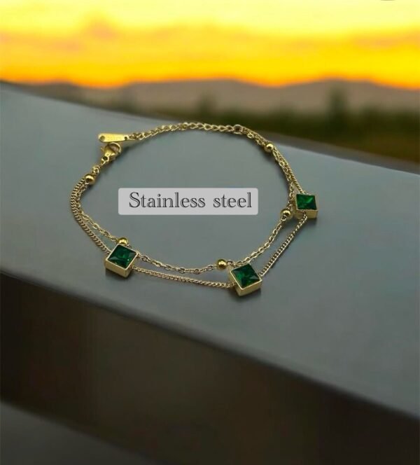 Luxury Bling Small Square Zircon Stainless Steel Bracelet