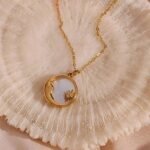 Guarantee Dreamshow Natural Shell Disc Sun Moon Pendant Necklace Tarnish Free Stainless Steel Necklace Design Jewelry - Image 5
