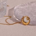 Guarantee Dreamshow Natural Shell Disc Sun Moon Pendant Necklace Tarnish Free Stainless Steel Necklace Design Jewelry - Image 2
